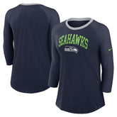 Seattle Seahawks Women's 3/4 Sleeve Raglan Fashion Top Navy - Nike