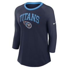 Tennessee Titans Women's 3/4 Sleeve Raglan Fashion Top Navy - Nike