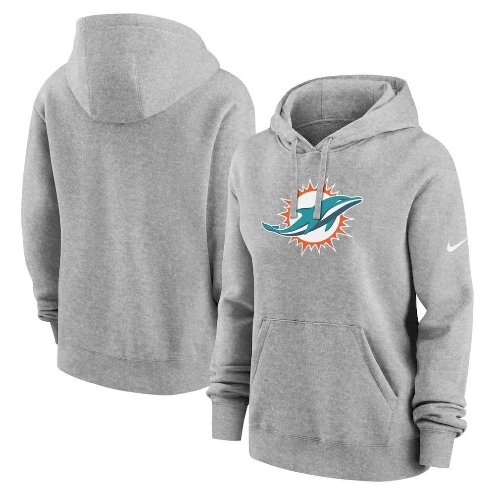 Miami Dolphins Women's Club Fleece Hoodie Heather Gray - Nike