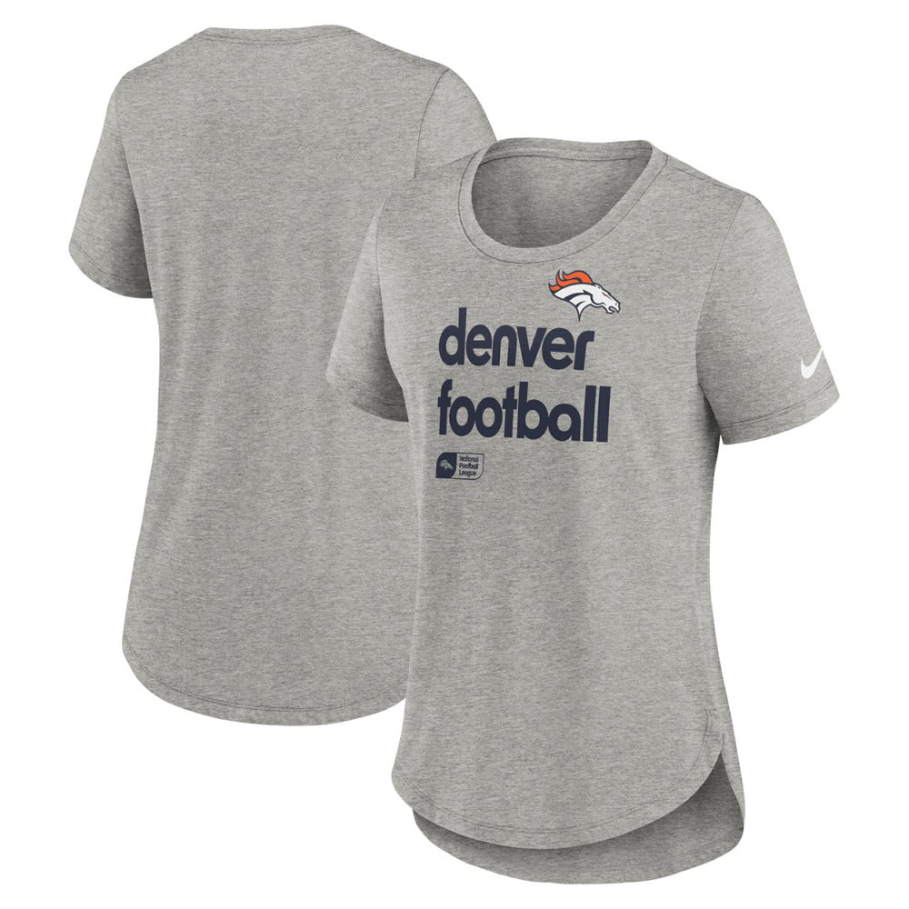 Denver Broncos Women's Team Shout-Out Tri-Blend T-Shirt Heather Gray - Nike