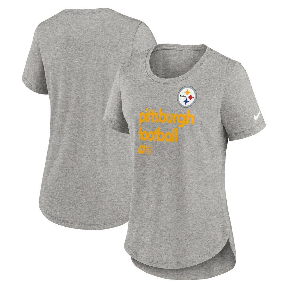 Pittsburgh Steelers Women's Team Shout-Out Tri-Blend T-Shirt Heather Gray - Nike