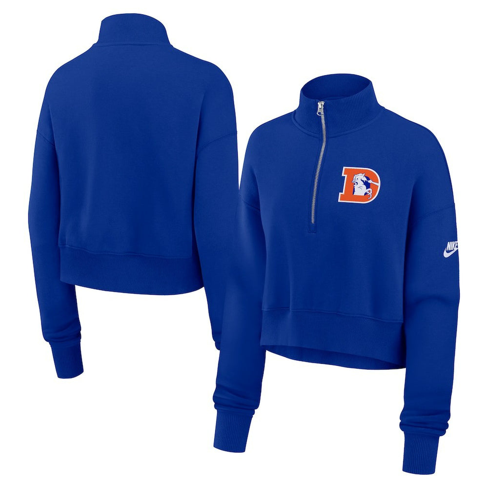 Denver Broncos Women's Rewind Phoenix Half-Zip Sweatshirt Royal - Nike