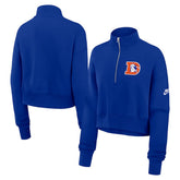 Denver Broncos Women's Rewind Phoenix Half-Zip Sweatshirt Royal - Nike