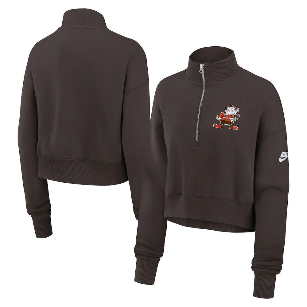 Cleveland Browns Women's Rewind Phoenix Half-Zip Sweatshirt Brown - Nike