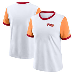 Tampa Bay Buccaneers Women's Rewind Ringer T-Shirt White/Orange - Nike