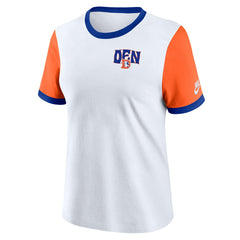 Denver Broncos Women's Rewind Ringer T-Shirt White/Orange - Nike