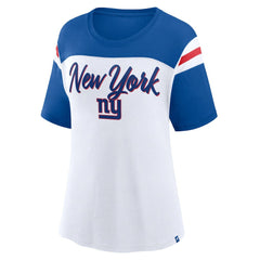 New York Giants Women's Cheer Chant Fashion Crop Top White/Royal - Fanatics