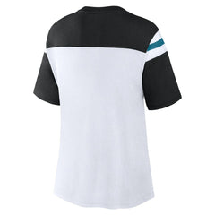 Jacksonville Jaguars Women's Cheer Chant Fashion Crop Top White/Black - Fanatics