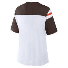 Cleveland Browns Women's Cheer Chant Fashion Crop Top White/Brown - Fanatics