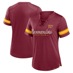 Washington Commanders Women's Play Script Lace-Up T-Shirt Burgundy - Fanatics