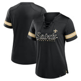 New Orleans Saints Women's Play Script Lace-Up T-Shirt Black - Fanatics