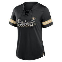 New Orleans Saints Women's Play Script Lace-Up T-Shirt Black - Fanatics