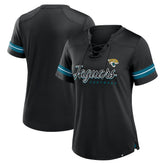 Jacksonville Jaguars Women's Play Script Lace-Up T-Shirt Black - Fanatics