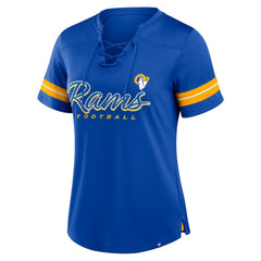 Los Angeles Rams Women's Play Script Lace-Up T-Shirt Royal - Fanatics
