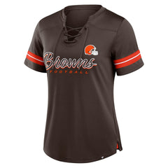 Cleveland Browns Women's Play Script Lace-Up T-Shirt Brown - Fanatics