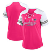 Dallas Cowboys Women's Play Script Lace-Up T-Shirt Pink - Fanatics