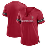 Tampa Bay Buccaneers Women's Play Script Lace-Up T-Shirt Red - Fanatics