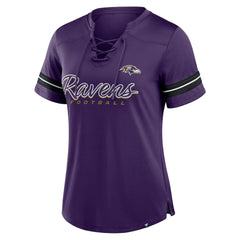 Baltimore Ravens Women's Play Script Lace-Up T-Shirt Purple - Fanatics