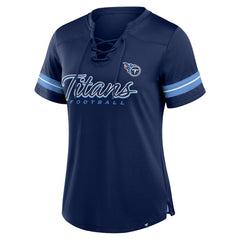 Tennessee Titans Women's Play Script Lace-Up T-Shirt Navy - Fanatics