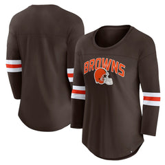 Cleveland Browns Women's First Team Arch Logo 3/4 Sleeve T-Shirt Brown - Fanatics
