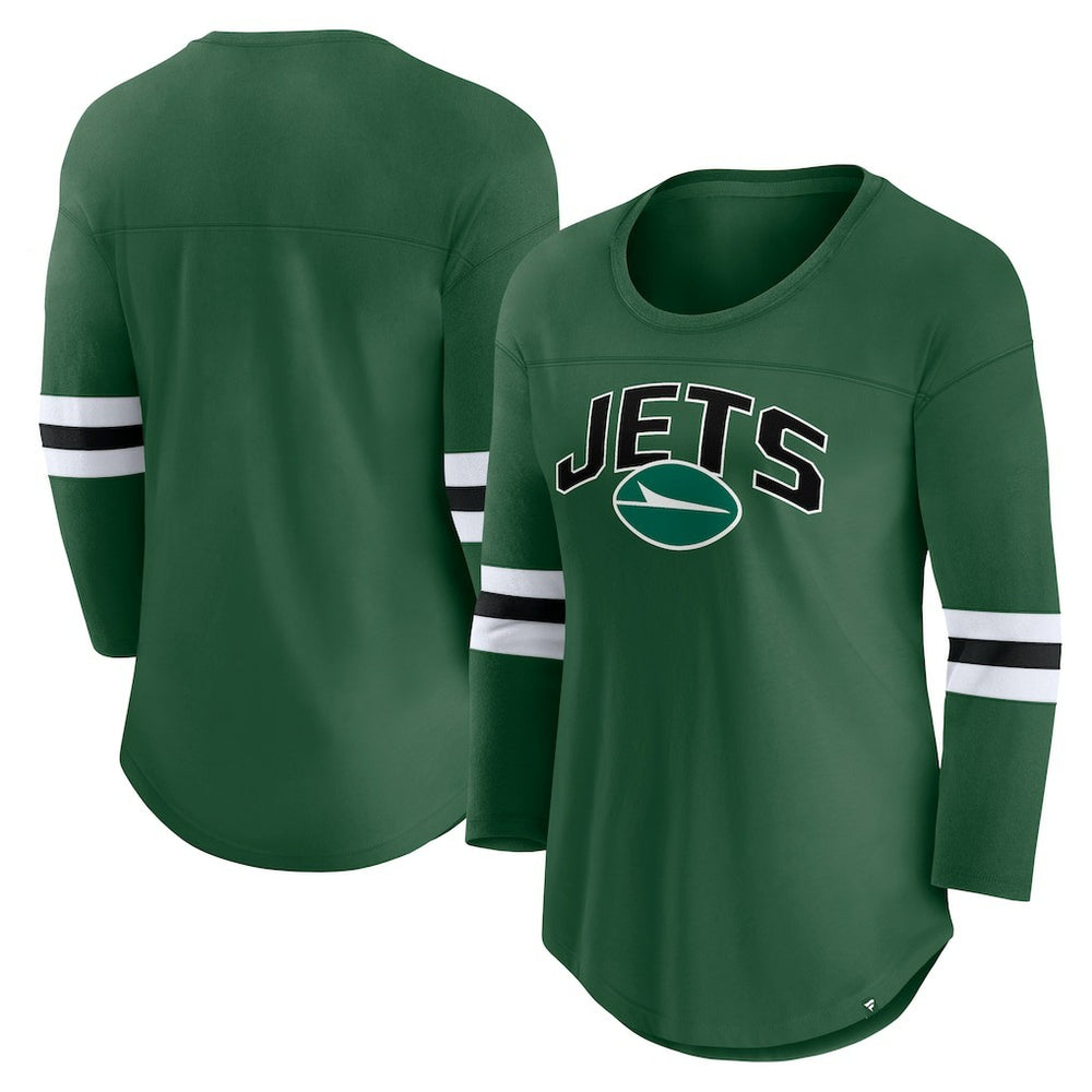 New York Jets Women's First Team Arch Logo 3/4 Sleeve T-Shirt Green - Fanatics
