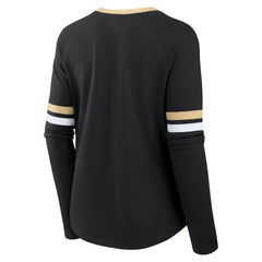 New Orleans Saints Women's Won and Done Lace-Up Long Sleeve Fashion Top Black - Fanatics