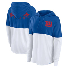 New York Giants Women's Backup Option Long Sleeve Hoodie T-Shirt Royal/White - Fanatics