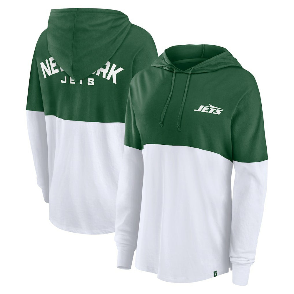 New York Jets Women's Backup Option Long Sleeve Hoodie T-Shirt Green/White - Fanatics