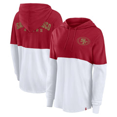 San Francisco 49ers Women's Backup Option Long Sleeve Hoodie T-Shirt Scarlet/White - Fanatics