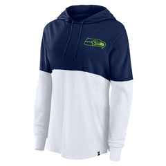 Seattle Seahawks Women's Backup Option Long Sleeve Hoodie T-Shirt College Navy/White - Fanatics