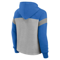 Detroit Lions Women's Bold Play Call Pullover Hoodie Heather Gray/Blue - Fanatics