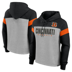 Cincinnati Bengals Women's Bold Play Call Pullover Hoodie Heather Gray/Black - Fanatics