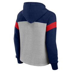 New England Patriots Women's Bold Play Call Pullover Hoodie Heather Gray/Navy - Fanatics