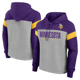 Minnesota Vikings Women's Bold Play Call Pullover Hoodie Heather Gray/Purple - Fanatics