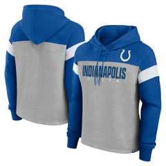 Indianapolis Colts Women's Bold Play Call Pullover Hoodie Heather Gray/Royal - Fanatics