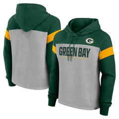 Green Bay Packers Women's Bold Play Call Pullover Hoodie Heather Gray/Green - Fanatics