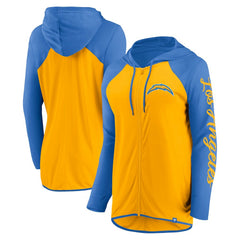 Los Angeles Chargers Women's Script Full-Zip Hoodie Gold/Powder Blue - Fanatics