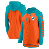 Miami Dolphins Women's Script Full-Zip Hoodie Orange/Aqua - Fanatics