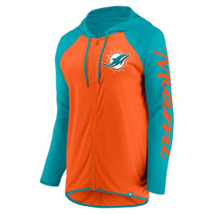 Miami Dolphins Women's Script Full-Zip Hoodie Orange/Aqua - Fanatics