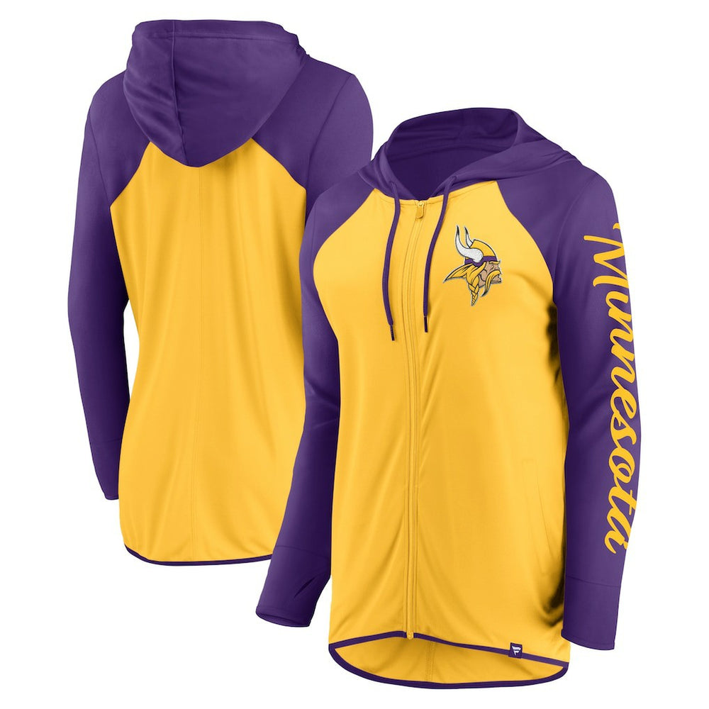 Minnesota Vikings Women's Script Full-Zip Hoodie Gold/Purple - Fanatics