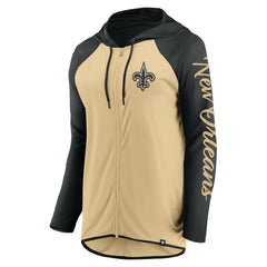 New Orleans Saints Women's Script Full-Zip Hoodie Gold/Black - Fanatics