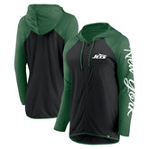 New York Jets Women's Script Full-Zip Hoodie Black/Green - Fanatics