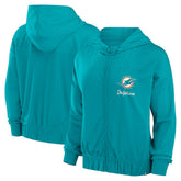 Miami Dolphins Women's Script Lock Full-Zip Hoodie Aqua - Fanatics