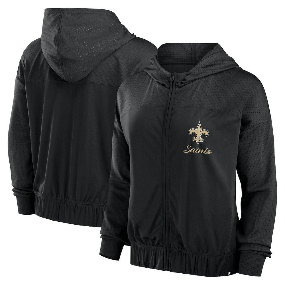 New Orleans Saints Women's Script Lock Full-Zip Hoodie Black - Fanatics