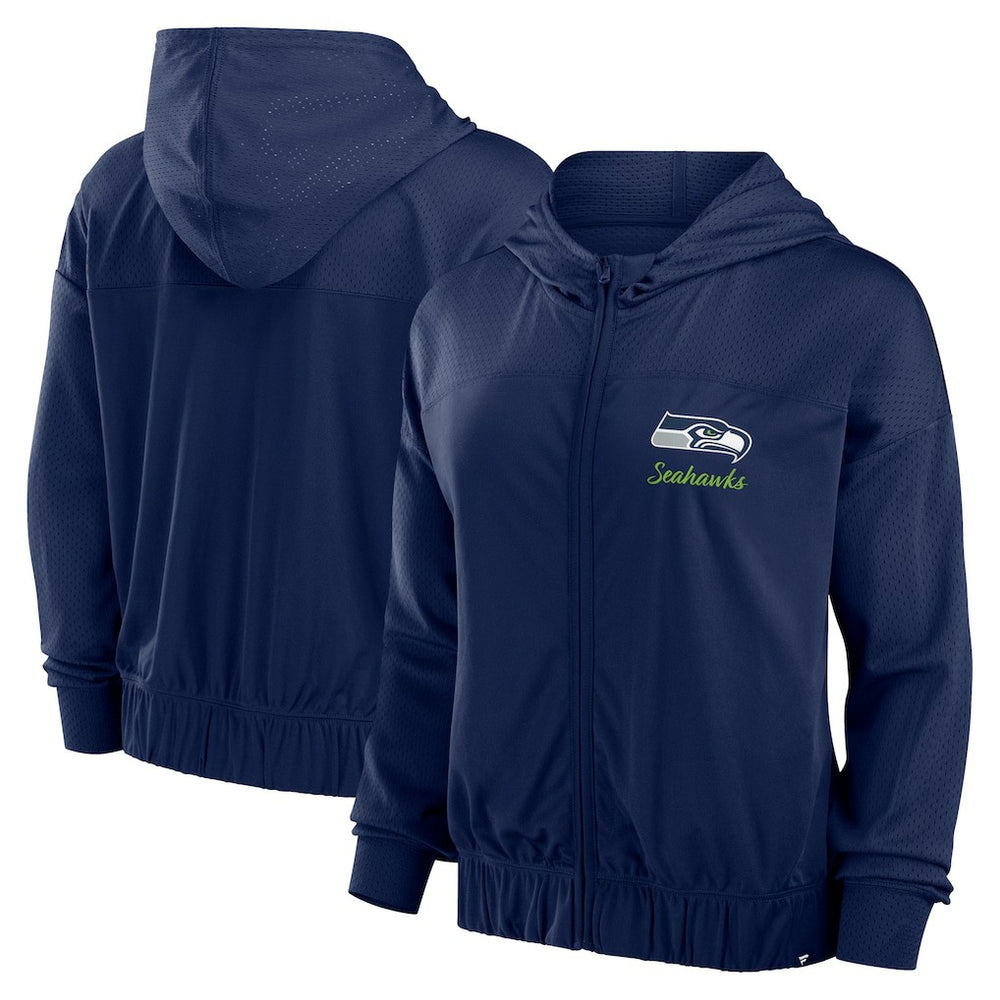 Seattle Seahawks Women's Script Lock Full-Zip Hoodie College Navy - Fanatics