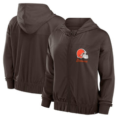 Cleveland Browns Women's Script Lock Full-Zip Hoodie Brown - Fanatics