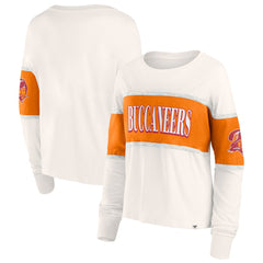Tampa Bay Buccaneers Women's Antique Block Long Sleeve T-Shirt Cream - Fanatics