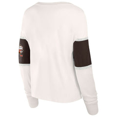 Cleveland Browns Women's Antique Block Long Sleeve T-Shirt Cream - Fanatics