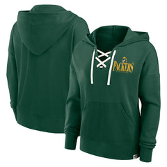 Green Bay Packers Women's Blitz Left Lace-Up Pullover Hoodie Green - Fanatics
