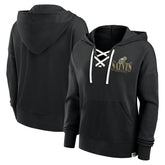New Orleans Saints Women's Blitz Left Lace-Up Pullover Hoodie Black - Fanatics